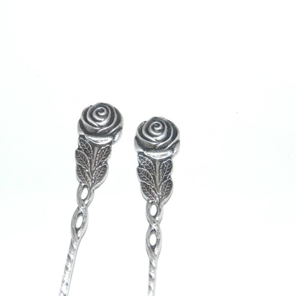 Wild Rose Nordic Trading EPNS Sweden Silver Plate Condiment Fork & Spoon Set - Picture 3 of 9